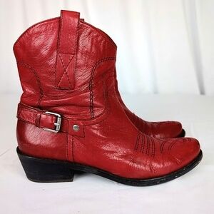 Franco Sarto Red Leather Heeled Boots